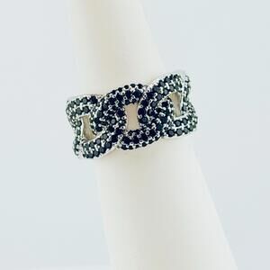 Bomb Party Links Ring Sz 8 "Moments To Remember" Black Onyx on Rhodium